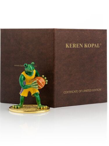 Keren Kopal Frog Basketball player Hand made Trinket Box with Austrian Crystals - Picture 6 of 17