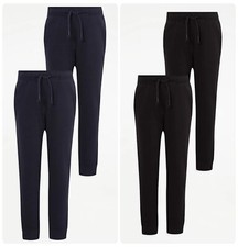 2 Pack Boys Slim Leg Navy, Black Joggers PE Jogging Bottom Kids School Trousers