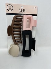 Secure Hold Soft Touch Hair Claw Clips 4 Pack Brown Beige Pink Black MHB NEW