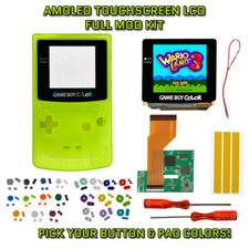 Nintendo Game Boy Color GBC AMOLED OLED Touchscreen LCD Mod Kit NEON YELLOW