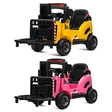 ZEOPHOL 12V Kids Ride-on Toy Forklift Pretend Play Construction Car with Horn