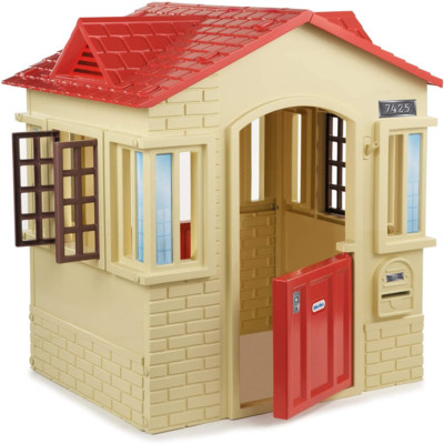 Little Tikes Cape Cottage Playhouse Tan Playroom Backyard Outdoor Fun Kids New