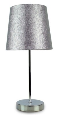 2er SET 40cm LANG Silber Schirm GLITZER SIMMER Stoff Tischlampe Zuhause Nacht DEKO UK