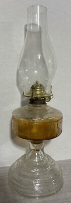 Vintage Kerosene  Glass Pedestal Hurricane Oil Lamp Eagle Burner
