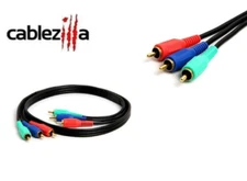 3FT 3RCA RGB Gold Plated Male Cable Colored Component Video Audio VCR DVD AV