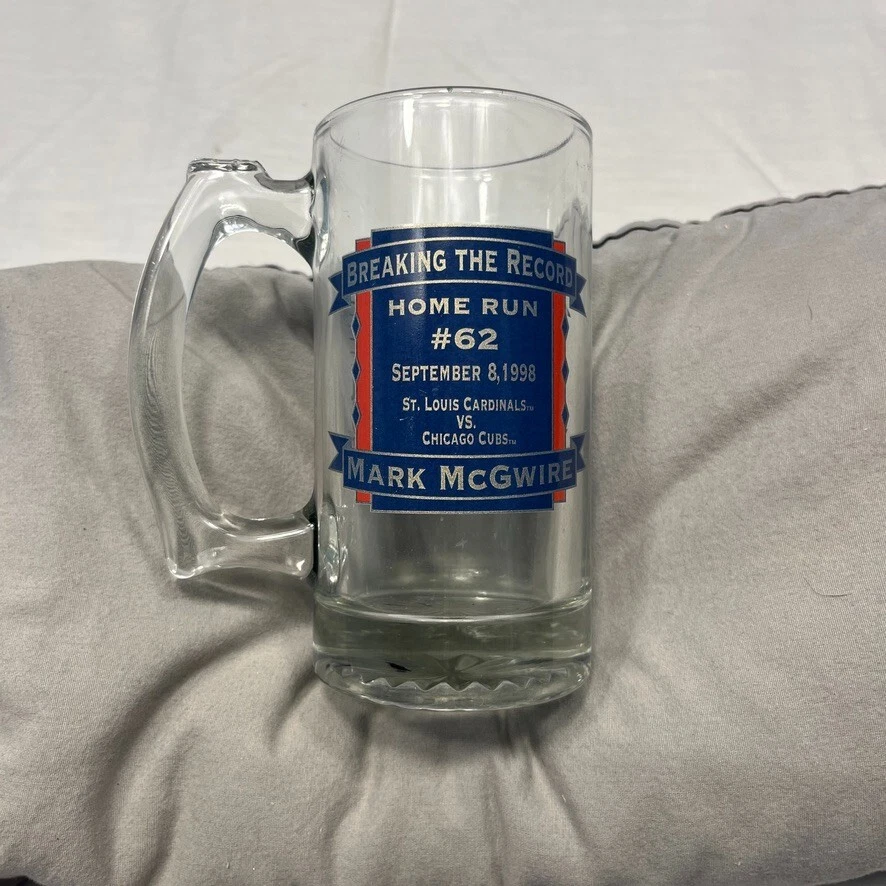 Vintage St. Louis Cardinals Mark McGwire 62 HR Commemorative Glass Mug Cup 1998 - Image 2 of 4