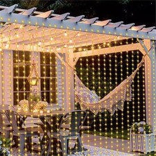 Outdoor Solar Curtain Fairy String Lights Hanging Gazebo Patio Window Garden