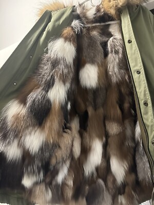 レディース　ダウン　ミリタリー　迷彩　ファー　アニマル　Mr&Mrs ITALY Mr and Mrs Furs Made in Italy Racoon Full Fur Trim Army Mini Parka