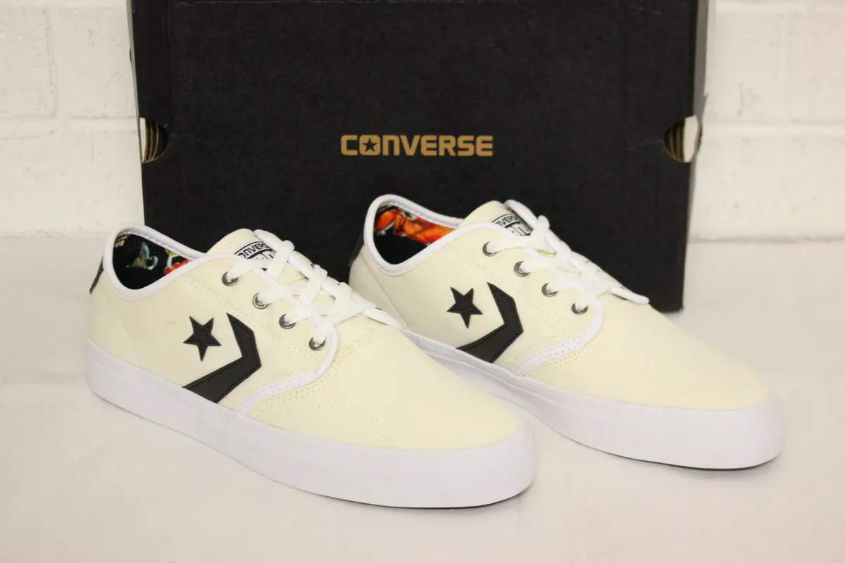 NEW CONVERSE CONS ZAKIM OX EGRET BLACK WHITE SKATEBOARDING SHOES UNISEX