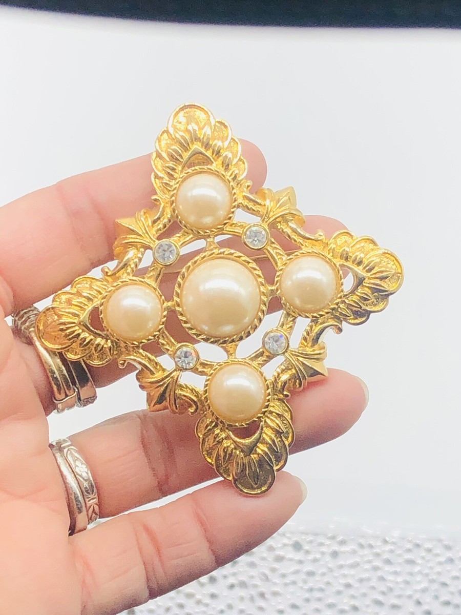 KJL For Avon Maltese Cross Brooch Pendant Kenneth J Lane Faux