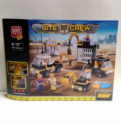 421PC BLOCK TECH Construction SITE CREW Figures Interlocking Blocks Building Set - Picture 2 of 8