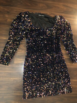 zara sequin puff sleeve dress Zara Multicolored Sequin Metallic Velvet Puff Sleeve Mini Dress. Sz S