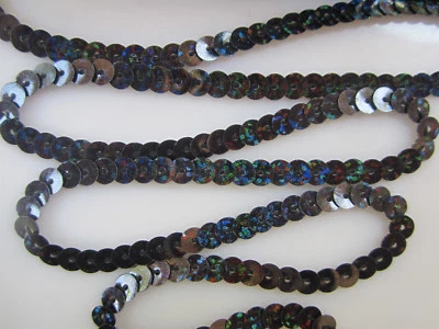 MARKENLOS 10 METER Pailletten Borte Spitze Schwarz holo waschbar 0,19€ /meter DE