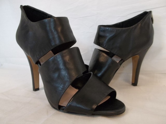 vince camuto black open toe booties