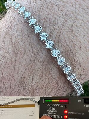 Real 3mm MOISSANITE Illusion Miracle Set Tennis Bracelet In 925 Silver 6-8.5''