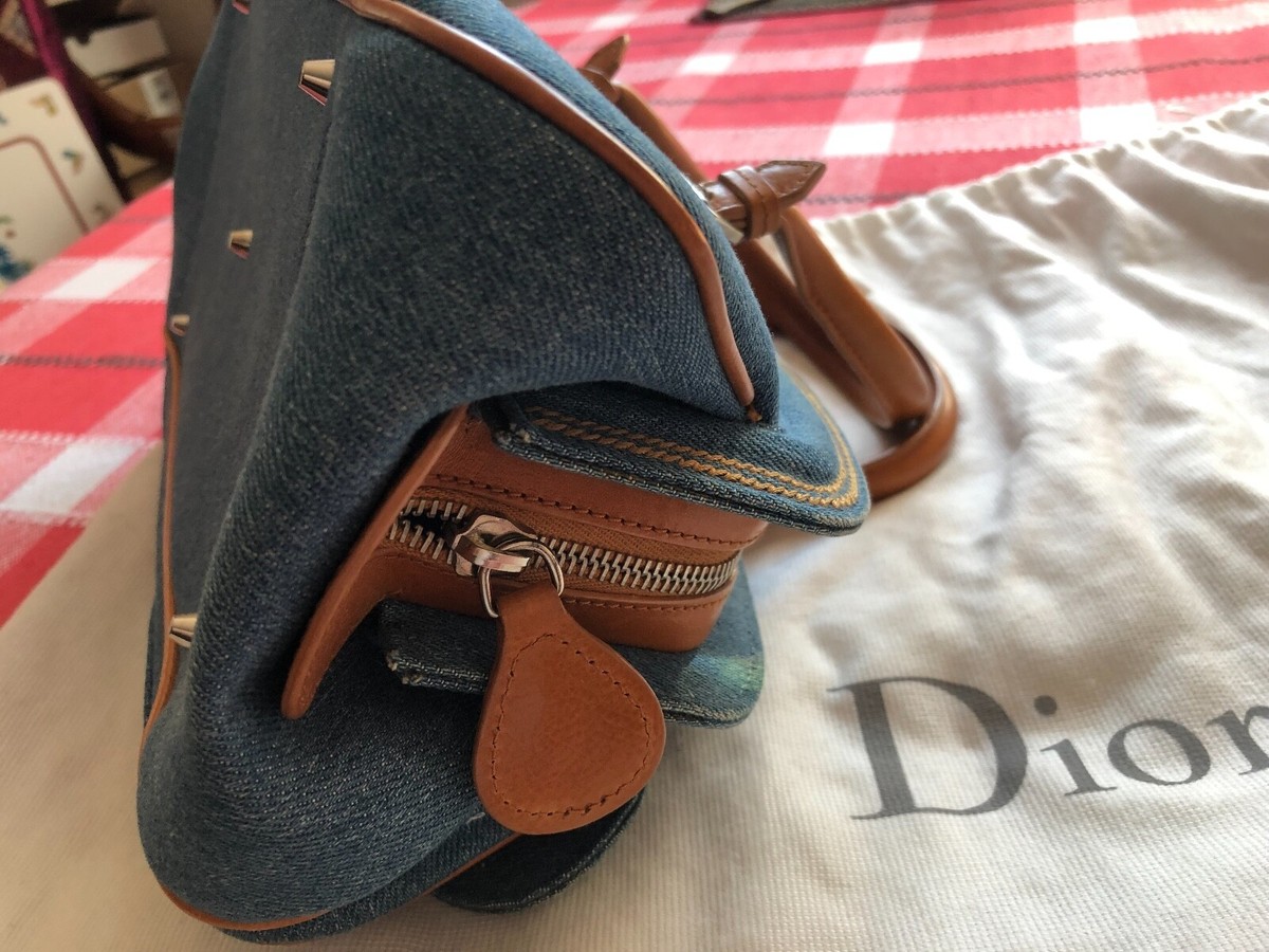 CHRISTIAN DIOR VINTAGE MONOGRAM EMBROIDERED FLORAL DENIM
