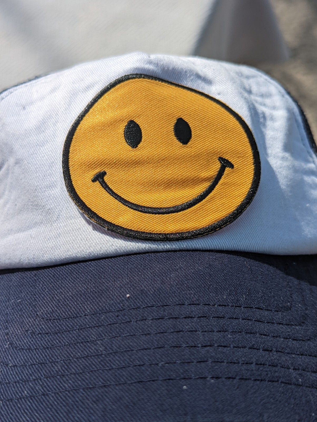 Vintage Smiley Face Mesh Snapback Trucker Hat By HG Gem