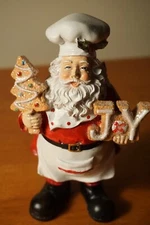 Baker Santa Claus Figurine Gingerbread Tree Cookie Christmas Kitchen Home Decor