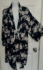Spiritual Gangster Black White Kimono Coverup Tunic Relaxed w Pockets OS