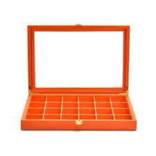 Oirlv 24 Grid Leather Jewelry Tray Display Case Rings Earrings Organizer Box