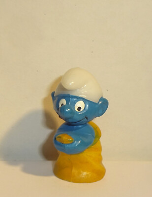 SACK HOPPING SMURF *glass base material* OLYMPICS OF THE SMURFS 1983 original