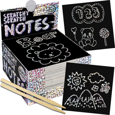 Silver Holographic Scratch Art Mini Notes - Scratch Art for Kids, Summer Activit