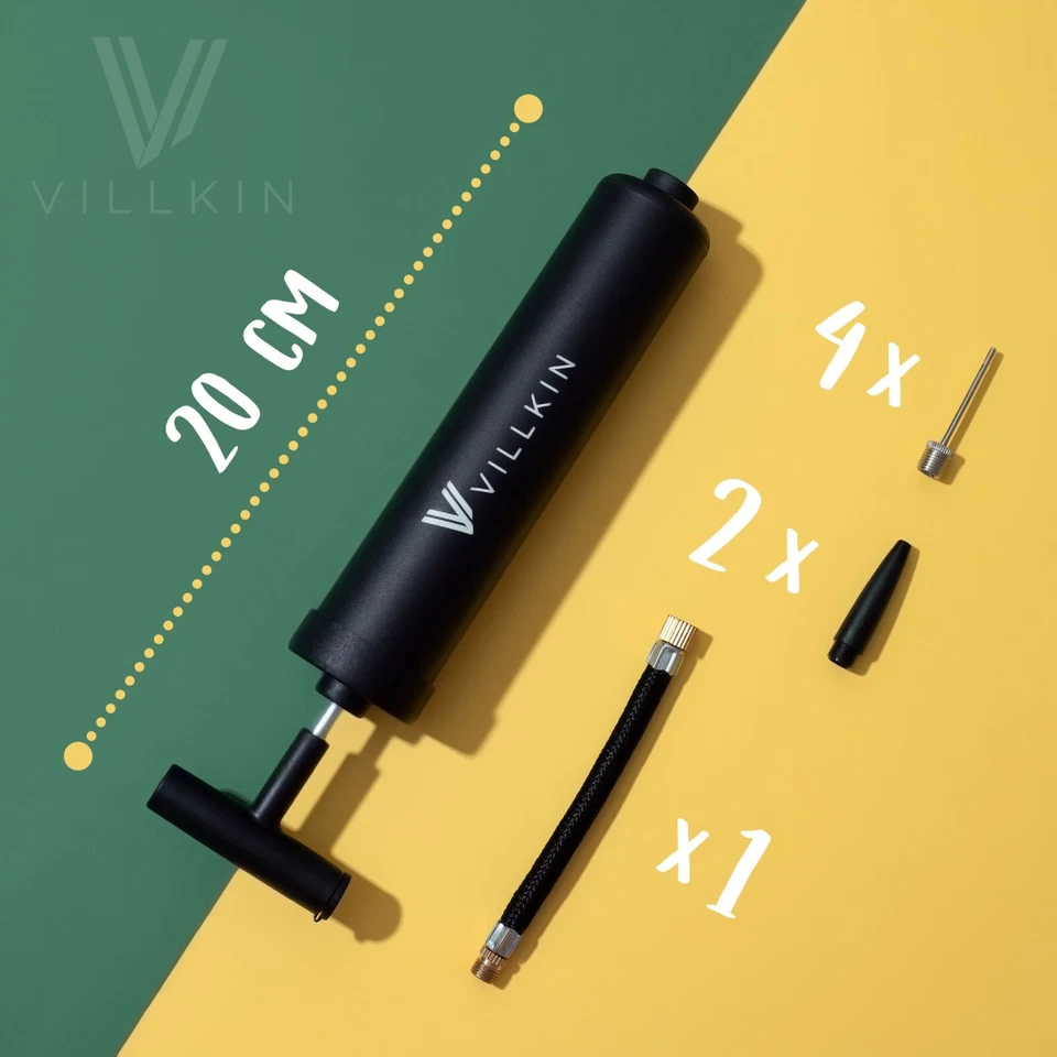 Villkin Ballpumpe + Nadelfach – 4 Metall- & 2 Kunststoffnadeln | inkl. Schlauch - Bild 4 von 4