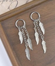 Feather earrings - Hoop earrings -  Sterling Silver Hoops - Spiritual Jewellery