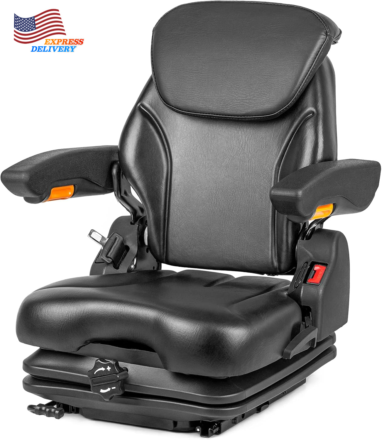 Universal Suspension Tractor Seat Zero Turn Mower Seat w/Adjustable Angle Back