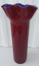 Murano Art Glass 16.5" Fazzoletto Style Handkerchief Vase Sky Blue Multicolored 