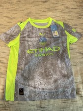 PUMA Manchester City FC Short Sleeve Soccer Jersey Gray Polyester Size YM