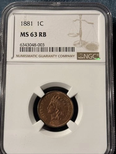 1881 INDIAN CENT - NGC MS-63 RB Vibrant RED & Brown GEM !!!!!