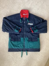 Vintage Colorblock Coat Jacket Unisex Medium Full Zip Pockets 90s FILA