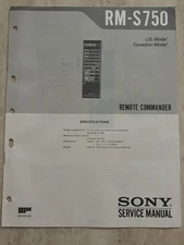 Sony Model RM-S750 Remote Commander Service Manual