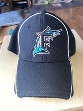 Gorra de práctica de bateo New Era de los Florida Marlins brújula pequeña/mediana flexible ajustada