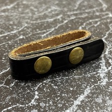 Vintage Leather Belt / Gear Loop Strap Brass Snaps 65mm Length closed