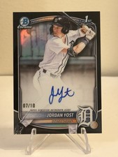 JORDAN YOST 2025 Bowman Draft #CPA-JY First 1st AUTO Black Refractor /10 TIGERS