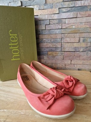 Hotter Comfort Jewel Wildleder korallenrot Slipper Schuhe-Größe 5,5 UK, sehr guter Zustand Verpackt.