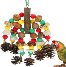 "Bird Block Knots Tearing Multicolored Natural Wooden Parrot Chewing Toy "