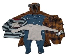 5PC Baby Boys 0-3 Months Long Sleeve Shirts Fleece Feet Sleeper Fleece Suit Lot