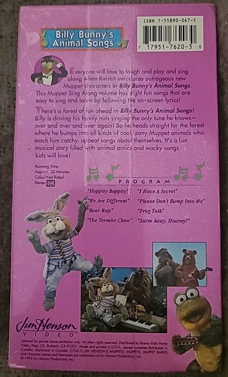 NEW 1993 Muppet Sing Alongs - Billy Bunnys Animal Songs VHS - Jim