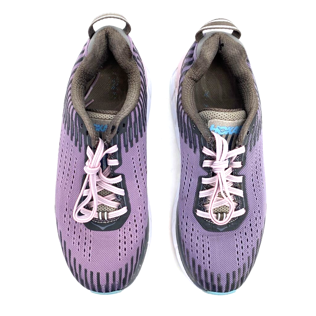 Womens 8.5 Hoka One One Clifton 5 Knit Running Shoes Purple Low