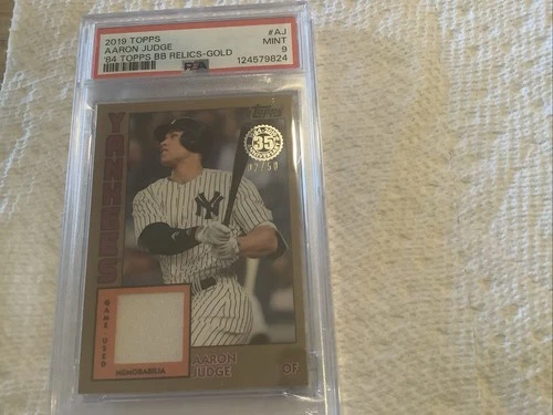 2019 Topps  Relic GOLD GAME USED JERSEY AARON JUDGE 02/50  #84R-AJ PSA9 POP 1