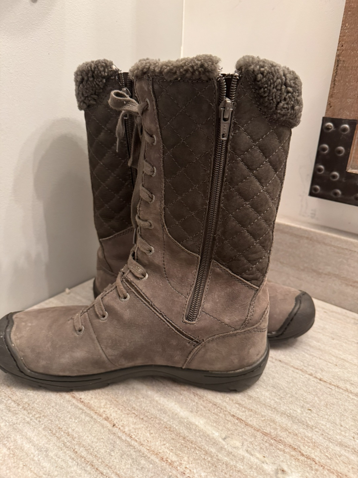 Stivali Keen donna grigi scamosciati stringati metà polpaccio taglia 9 5 scarpe outdoor escursionismo