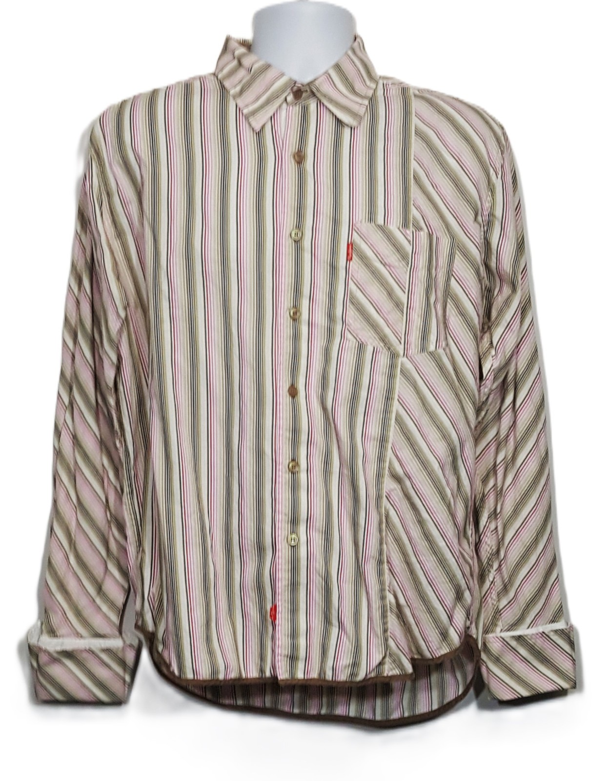 Pepe Jeans, Vintage Pepe Jeans Striped Button Down Shirt Mens LARGE Multicolored French Cuff