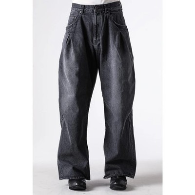 KHOKI 3D cutting denim pants BLACK, small
