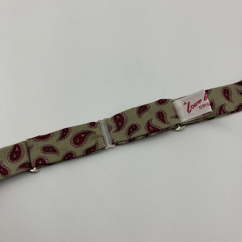 Pajarita Lowe de Colección Original Verde Rojo Paisley Clásica Ala de Murciélago Ajustable Foto 4 de 4