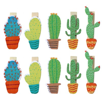 10pcs Cactus Holzstifte Foto Clips Notiz Memo Halter Foto Clips Fotostifte