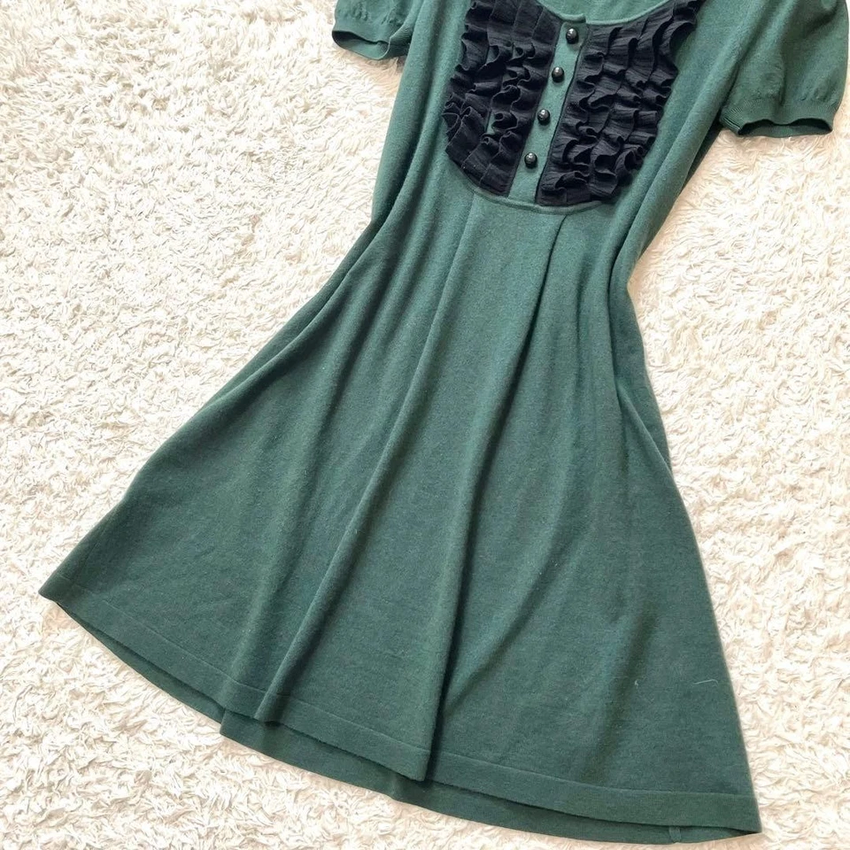 VESTIDO DE PUNTO DE MANGA CORTA FENDI USADO MEZCLA LANA Y CACHEMIR, TALLA 40, GREEN GO Foto 4 de 4