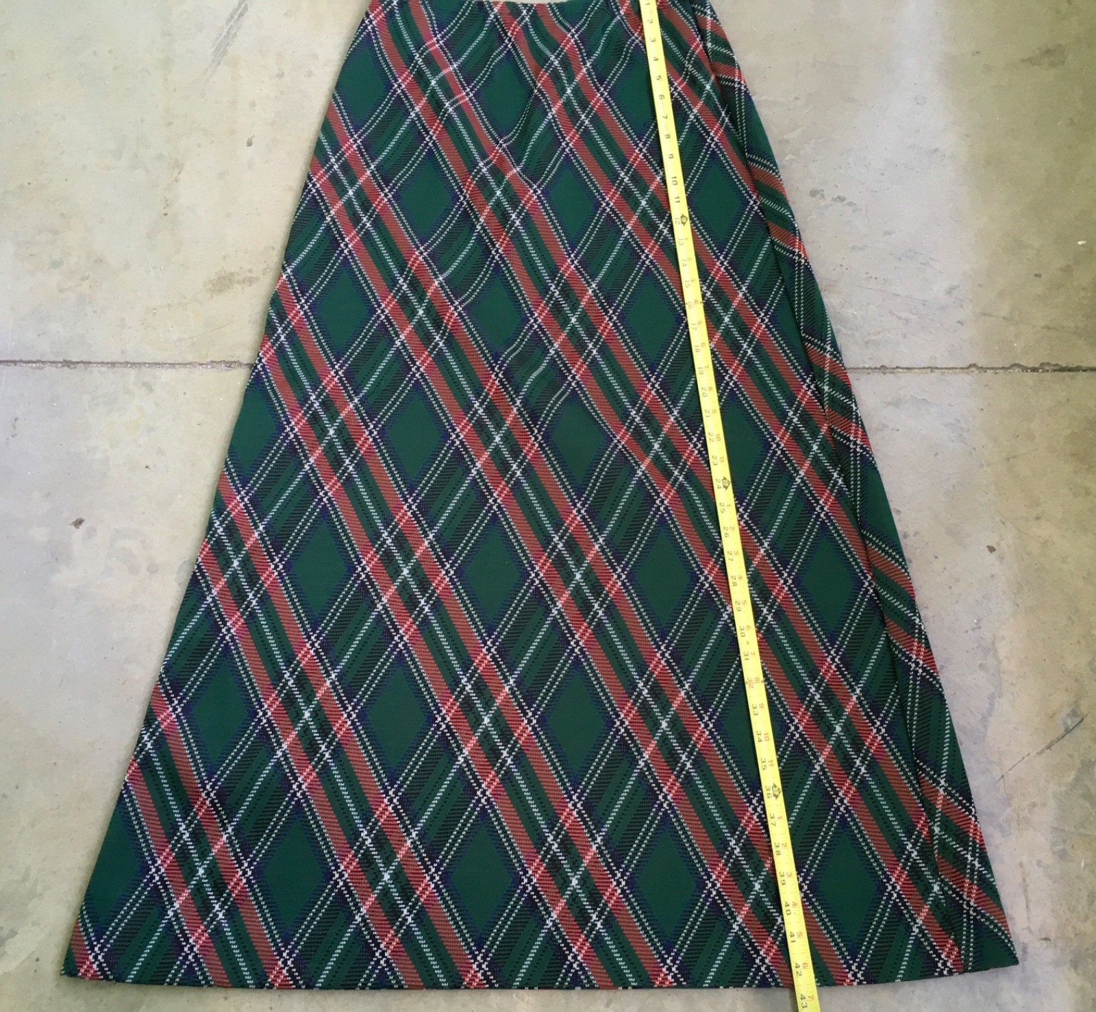Sears Fashion USA Womens 16 Maxi Skirt Set 70s Tartan Plaid Matching Velvet Vest